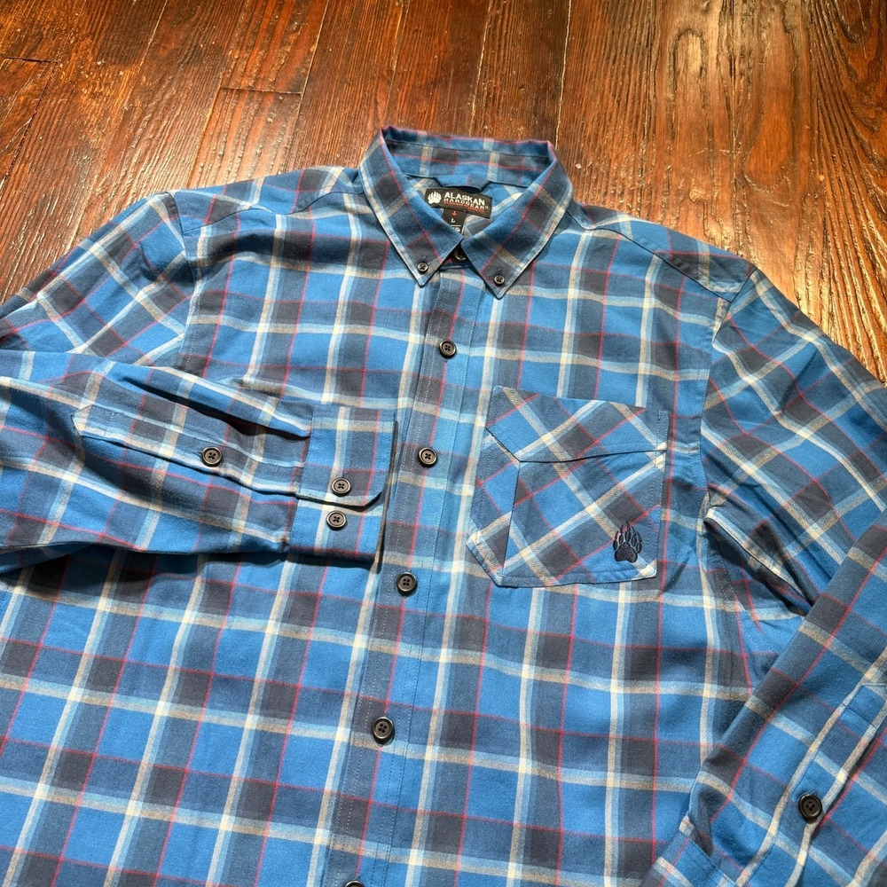 Alaskan Hardgear Shirt Mens‎ L Blue Plaid AKHG Midnight Sun Standard Fit Duluth
